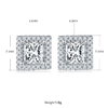 Light luxury square S925 silver plated platinum Moissanite diamond pendant earring set 2